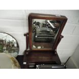 A mahogany framed bathroom or similar shaving mirror with integral drawer