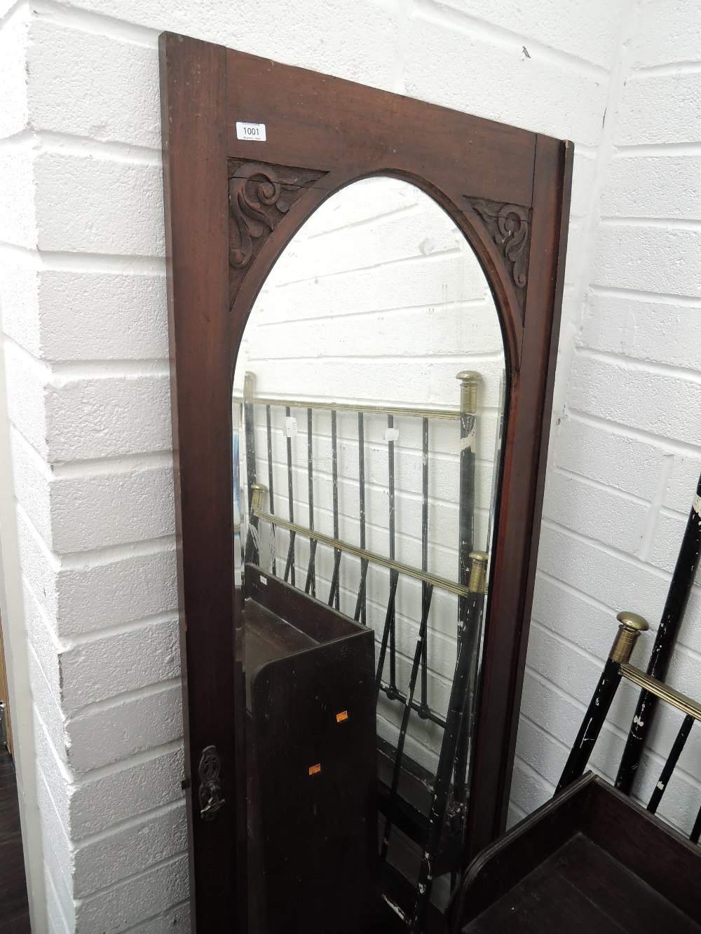 A Victorian mahogany wardobe mirror door