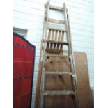 A set of large wooden step ladders A/F