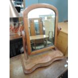 A Victorian stripped and stained toilet mirror