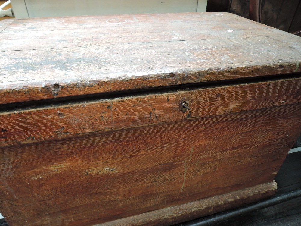 A 19th century scumbled pine tool chest having fully fitted mahogany drawer interior and some - Image 3 of 3