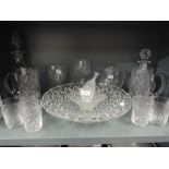 A selection of clear cut and crystal glass ware including Royal Doulton etc