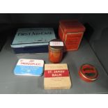 A selection of First aid and medical related tins