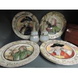 A selection of Royal Doulton cabinet display plates from series ware and two decorated glass vase