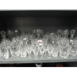 A selection of clear cut and crystal glass ware including some named brands