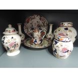 A selection of ceramics by Masons including ginger jar and plate