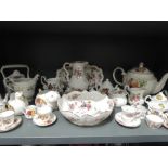 A selection of ceramics including display tea cups and saucers and tea pot