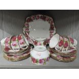 A part tea service by Royal Albert in the Old English Rose design