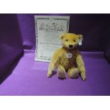 A modern Steiff bear, Replica 1909 Purzelbar having clockwork somersault mechanism, limited