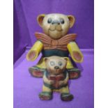 Two modern wooden doorstop bears, heights 7 & 13 inches