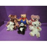 A Naomi Light jointed bear, Rusty, height 7.5 inches, two Catherine M While jointed bears, Misty &