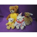 Four modern Steiff teddy bears, Roly Poly, limited edition 1208/3000, white tag, White bear