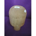 A treen wood hat makers or wig stand