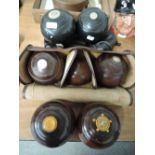 A selection of crown green bowls including Dunlop and Penshurst