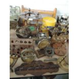 A selection of vintage tobacco smokers pipe racks and holders including ship's wheel design, farm