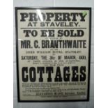 Two Victorian auction posters for local properties including Staveley and Heversham