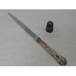 A silver handled letter opener having Kings pattern style decoration, Sheffield 1988, Harrison