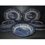 A selection of blue and white ware including Meakin