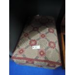 A foot rest or prayer cushion with embroidered body and red rose design
