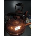 Two copper kettles