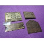 A selection of brass plaques and similar including Massey Ferguson and Barfords