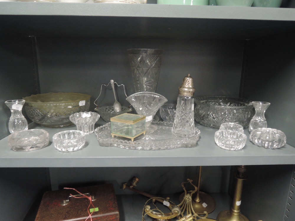 A selection of clear cut and crystal glass wares including fruit bowls