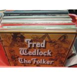 A box of mixed records - folk [ some on the village thing label ] and classical - a mixed bag with a