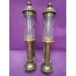 A pair of brass and glass carriage lamps