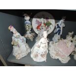 A selection of figurines including Dresden style lace ladies, Royal Doulton 'diana' etc