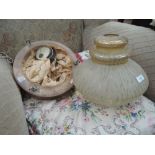 Two vintage glass light shades