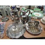 A selection of plated wares including Walker and Hall
