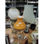 A selection of table top and side lamps including stone brass and ceramic