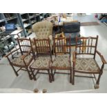 A set of 4 (2 plus 2) tradtional spindle back dining chairs