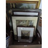 A selection of prints and frames including Low Peter gate York