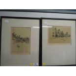 Two colour etchings of Worcestershire