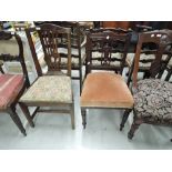 A late 18th century mahogany vernacular chair having slat back with later upholstered seat and