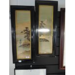 A pair of Chinese export gilt heightened pictures depicting Lakes as night and day