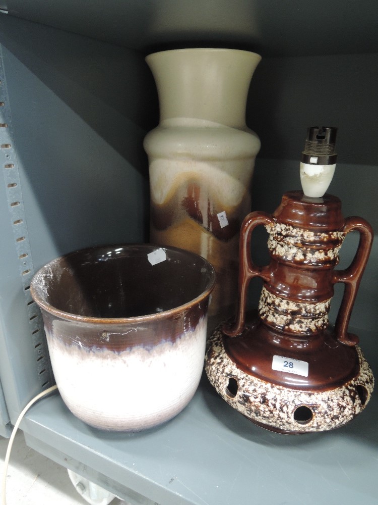 A selection of West German pottery including large vase and lamp