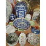 A selection of ceramics including Chinese ginger jar and similar caddy