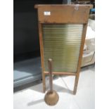 A glass wash board and copper posser head