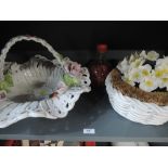 Two ceramic flower baskets