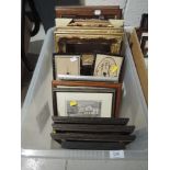 A selection of vintage prints and gilt and plaster frames