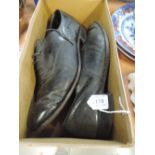 A pair of vintage mens black patent leather soled dress shoes by church's, approx a size 8 or 9 ,