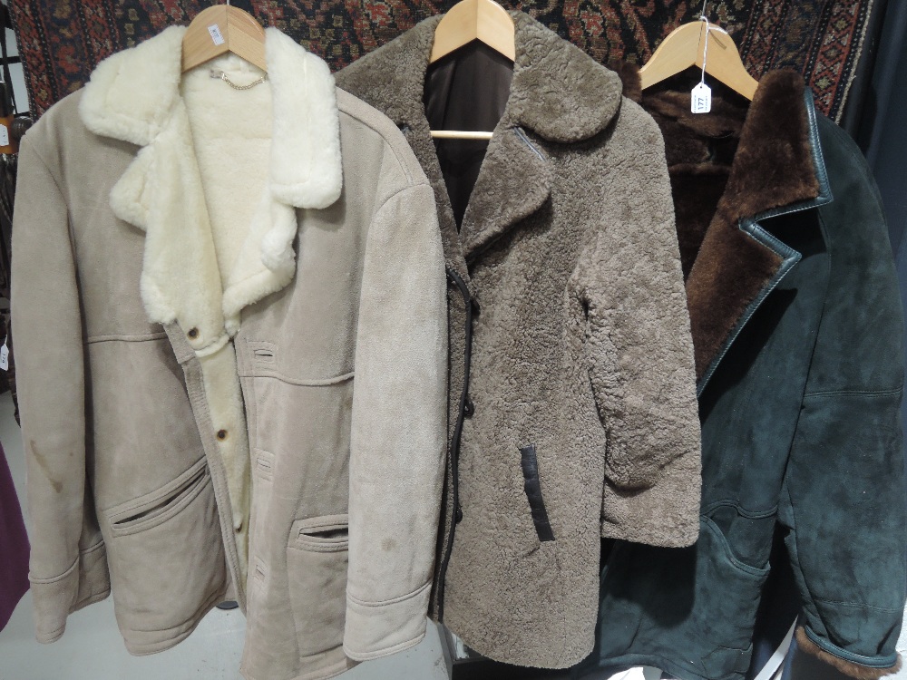 Three sheepskin jackets, good quality. Medium to large sizes.