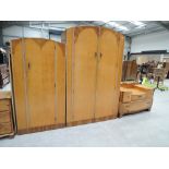 A mid 20th Century birds eye maple bedroom suite