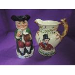 Two Crown Devon Fieldings musical Toby Jug and Jug, Charringtons and John Peel (af)