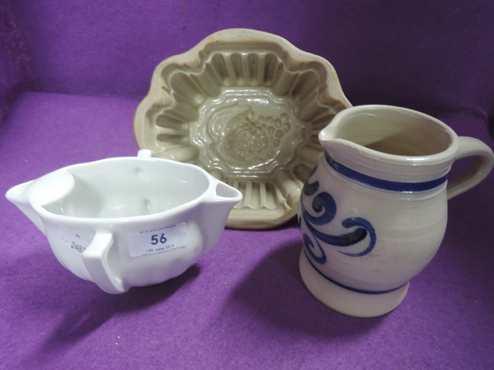 A selection of kitchen ceramics including jelly mold