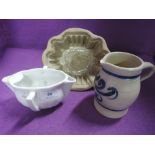 A selection of kitchen ceramics including jelly mold