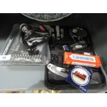 A selection of camping and survival items including Coleman pocket stove