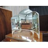 A vintage triptych dressing table mirror